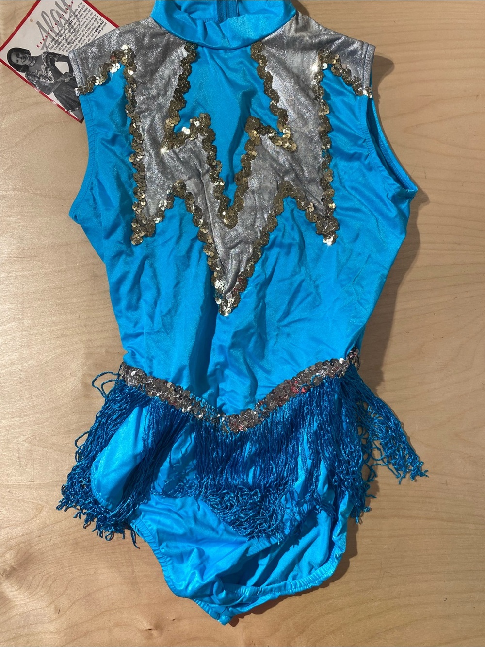 Algy Turquoise Sequin Fringe  Costume Leotard XL (RX)